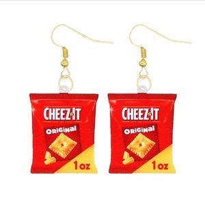 New Handmade Cheez It Crackers Original Junk Food Pop Art Resin Dangle Earrings